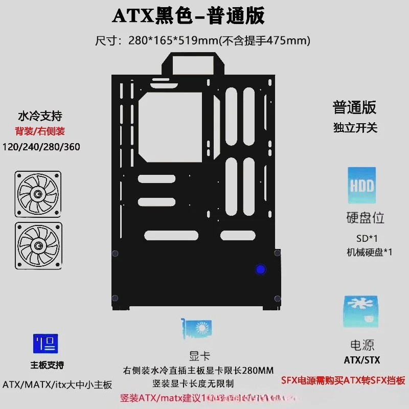 Chasis Abierto 240/360 Refrige - Atx Case reseña y precio